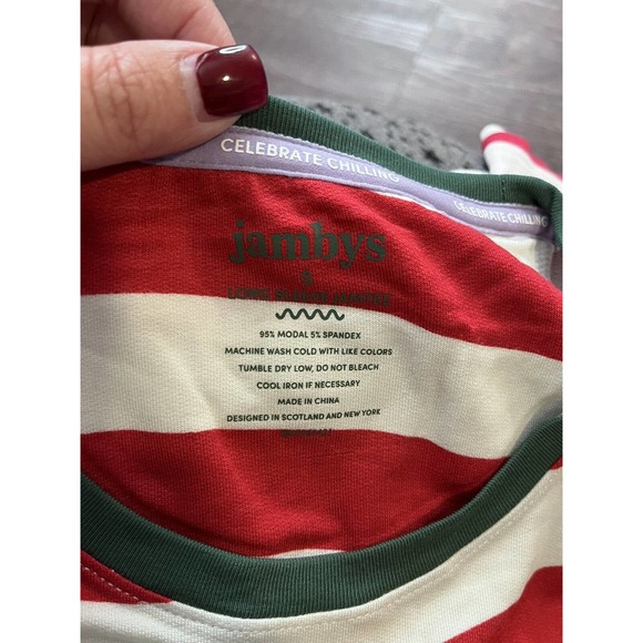 Jambys Mens Pajama Top Size Small Red and White Stripe Longsleeve O5 - Picture 3 of 7